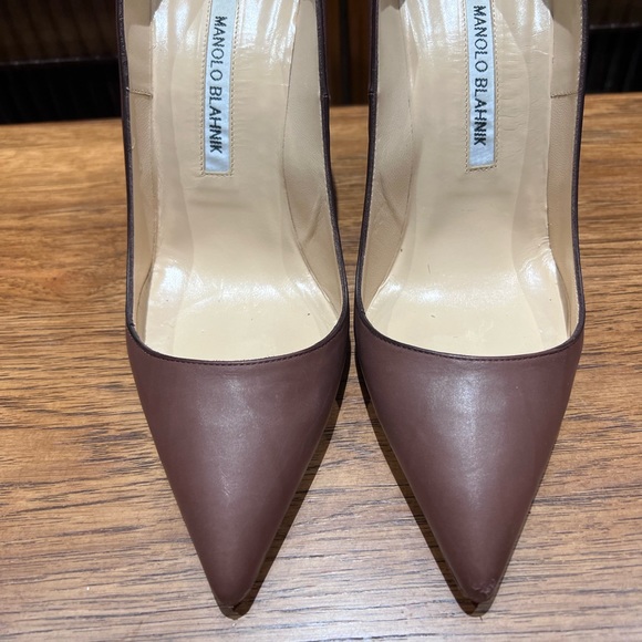 Dark brown leather, 4” wood stacked heel. - Picture 3 of 6